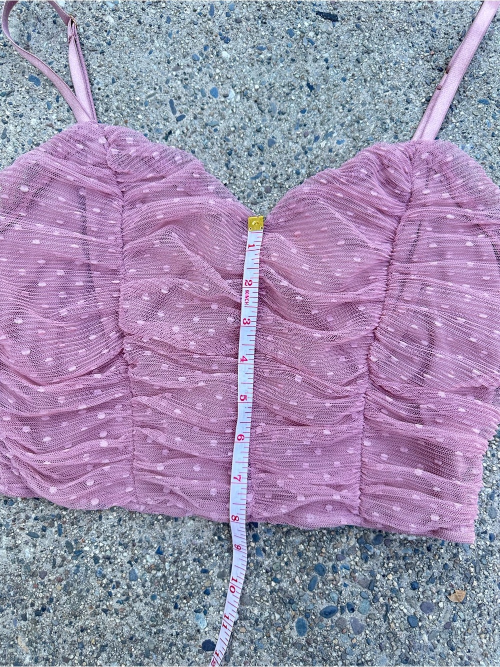 Pink Ruched Polka Dot Two-Piece Crop Top & Skirt Set Medium - Picture 5 of 13